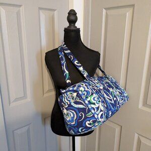 Vera Bradley Mediterranean Blue Retired Floral Quilted Duffle Bag
